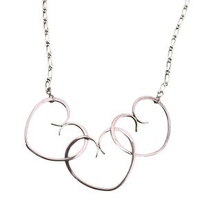 Sterling Silver Triple Interlocking Hearts Necklace, Stars & Stripes 24”